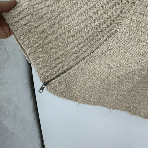 Anthropologie Moth Womens M Boucle Knit Oversized Sweater Cream Wool Boho - Picture 9 of 9